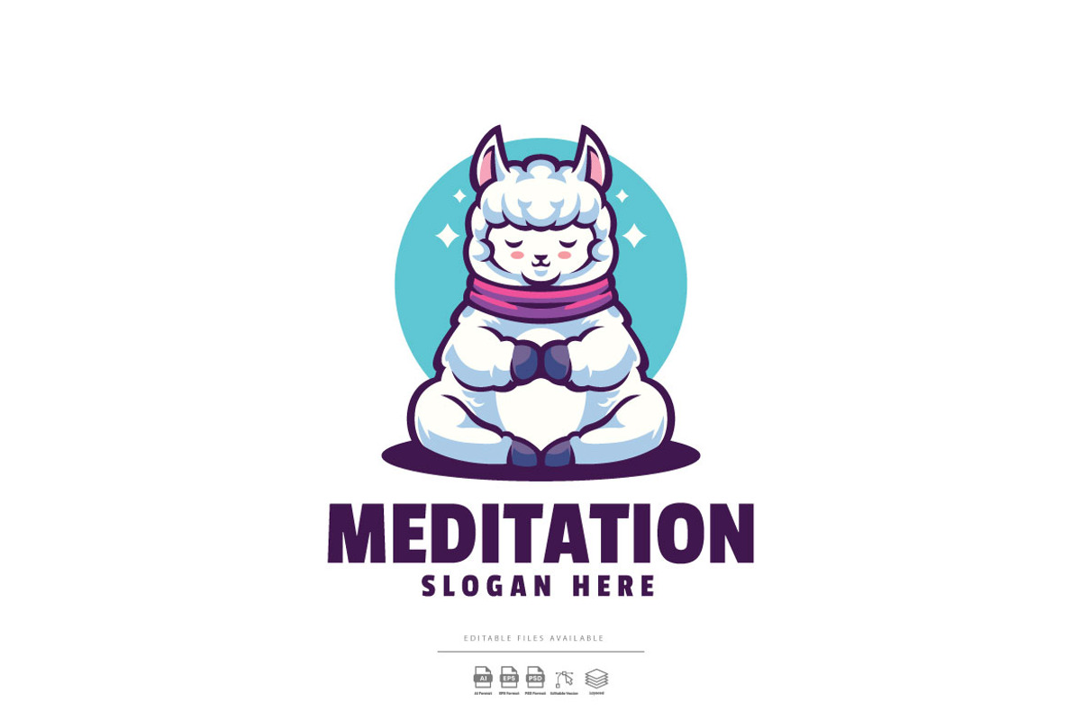 Llama Alpaca Meditation Yoga Logo, a Branding & Logo Template by Ary_ngeblur