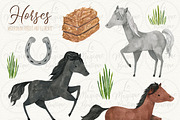 Horses Watercolor Clipart Set, an Animal Illustration by LeMagiqueBoutique (Thumbnail 2 of 4)