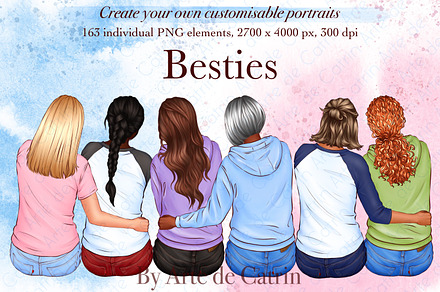 Besties Clipart, Best Friends Art