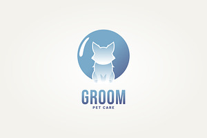 pet grooming flat icon logo design, a Branding & Logo Template by Blazybone