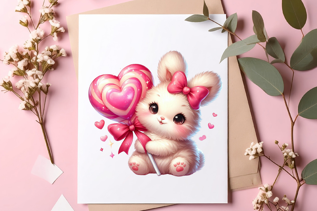 Valentine Bunny Clipart Bundle, an Illustration by SinaCreation (Photo 8 of 11)