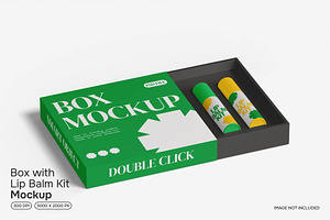 Box With Lip Balm Kit Mockup