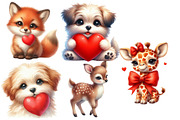 Valentine’s Day Cute Animals Clipart, an Illustration by Designworld (Thumbnail 5 of 5)