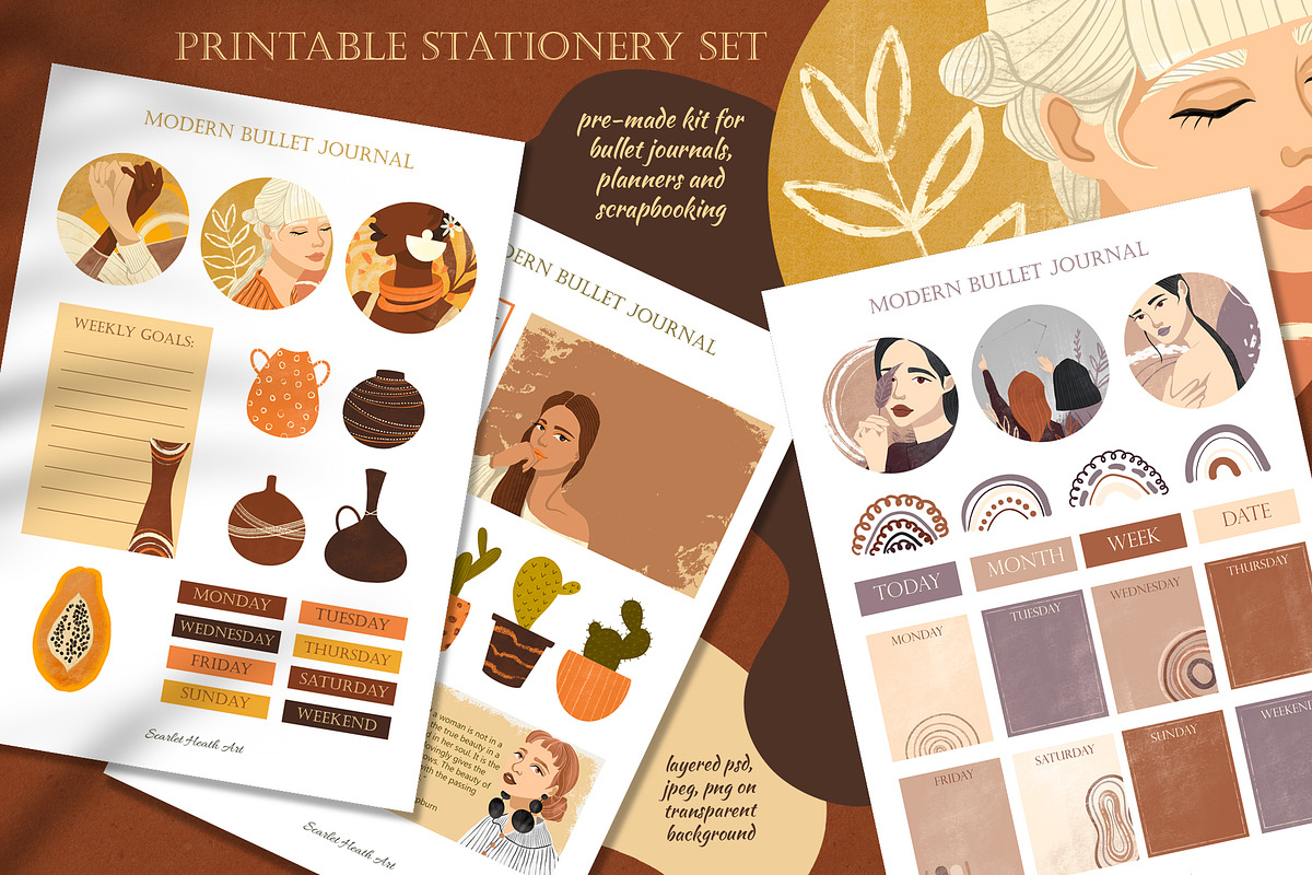Modern bullet journal, a Stationery Template by Scarlet Heath Art (Photo 2 of 9)