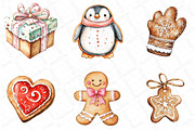 Watercolor Cute Christmas Gingerbrea, an Illustration by DreamPrint404 (Thumbnail 4 of 7)