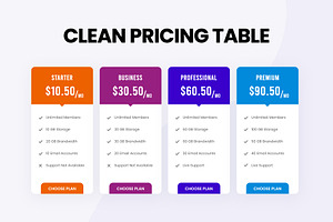 Clean Pricing Table