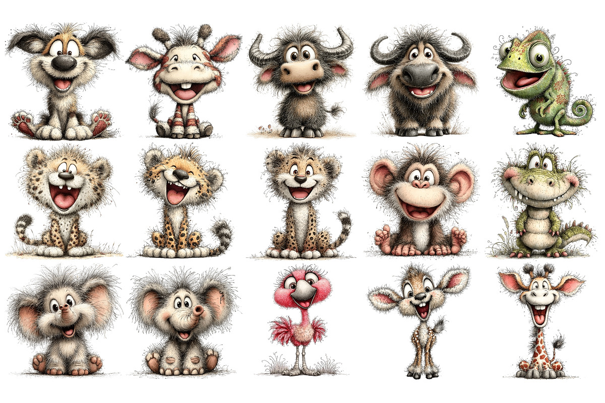 Quirky Safari Animals PNG, an Animal Illustration by Nicolle's Colorful Art (Photo 2 of 6)