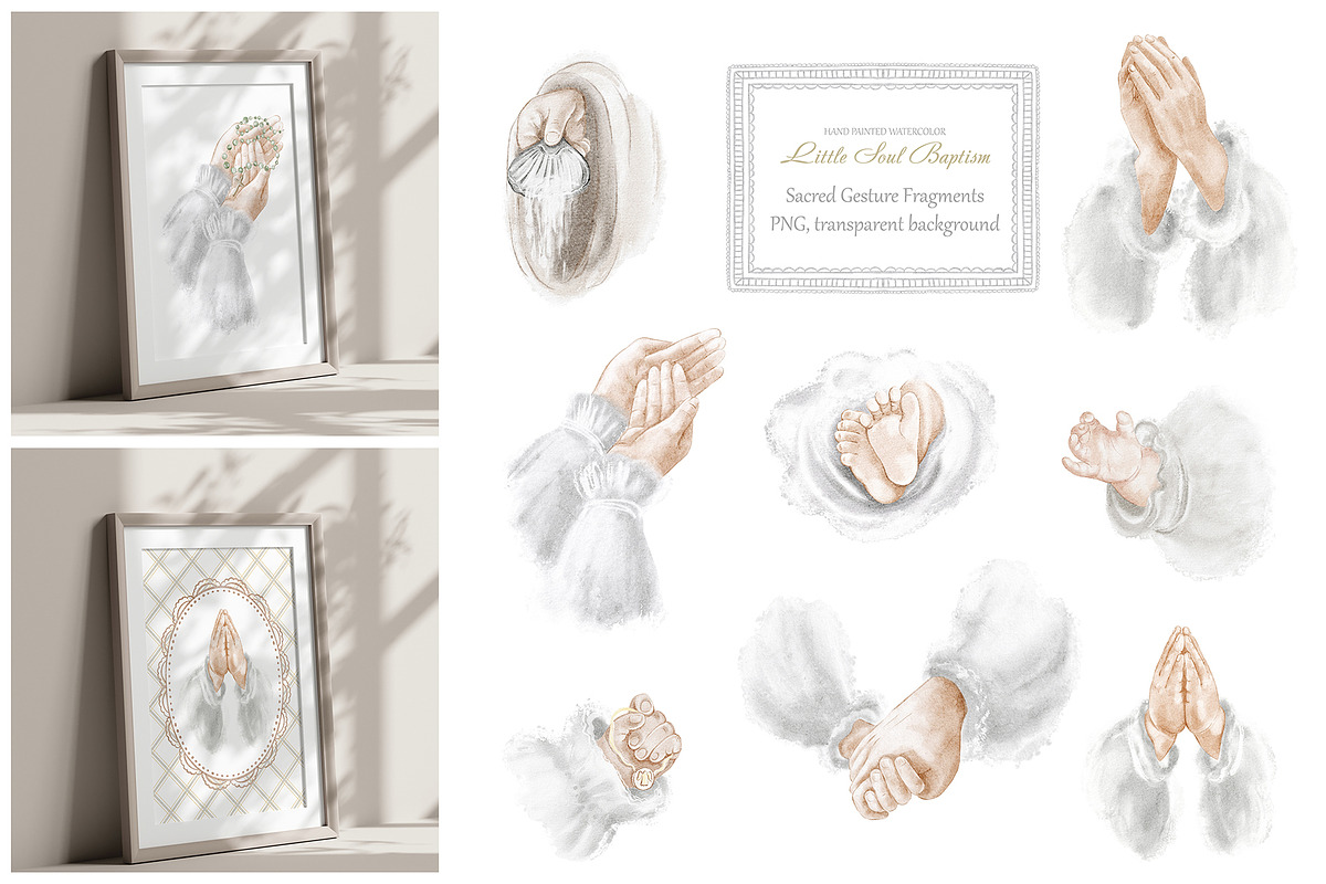 Hand Painted Baptism Watercolor Set, a Background Graphic by LenArt (Photo 14 of 19)