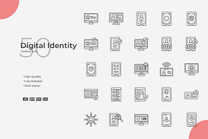 Digital Identity Outline Icons, an Outline Icon by Bloodline