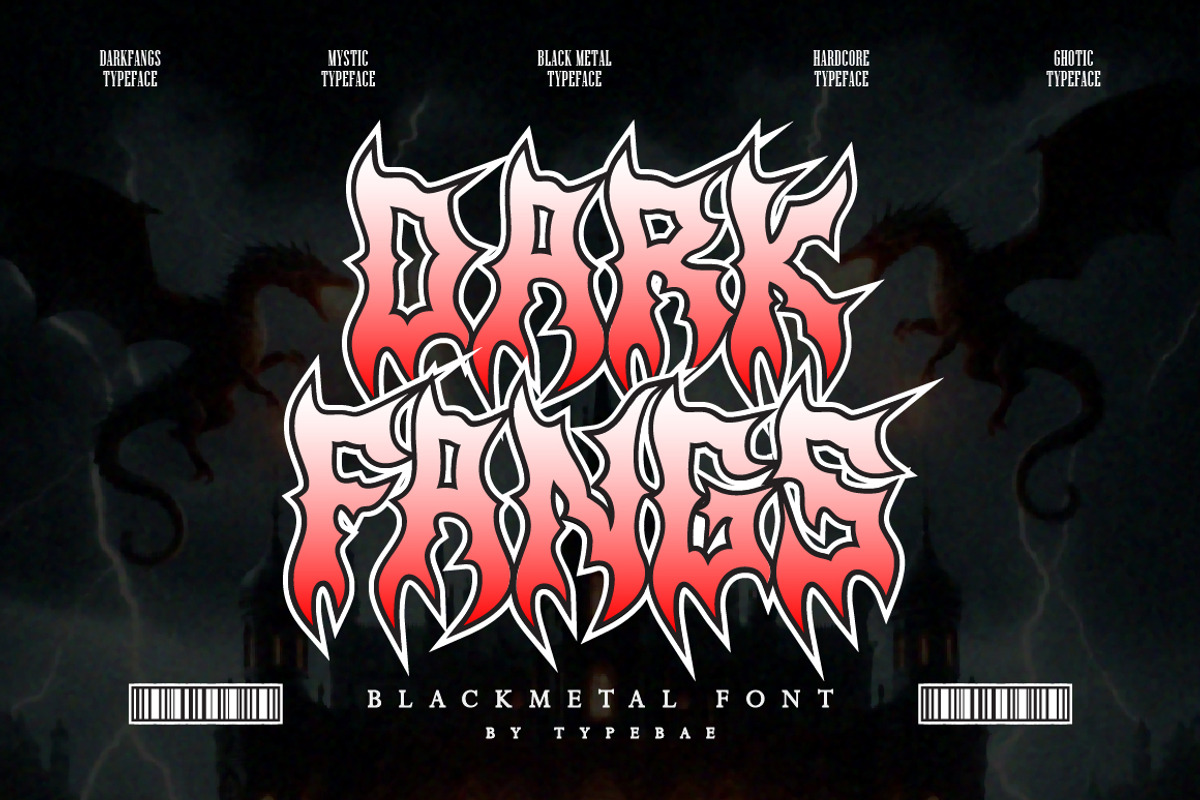 Darkfangs Blackmetal Font, a Blackletter Font by Typebae (Photo 1 of 7)