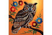 Embroidered owl bird animal, a Background Graphic by IrySha (Thumbnail 2 of 7)