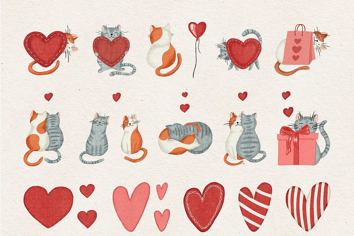 Cats In Love., a Seasonal Illustration by Iryna Mel (Photo 6 of 8)