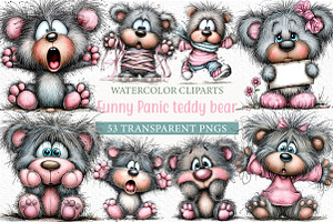 Funny Panic teddy bear Clipart, an Illustration by Craft Nest