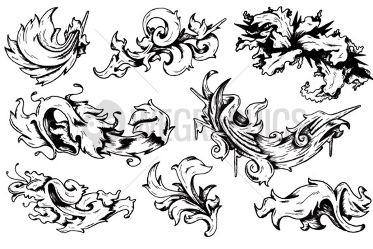 Hand Drawn Vector Baroque Elements preview 2
