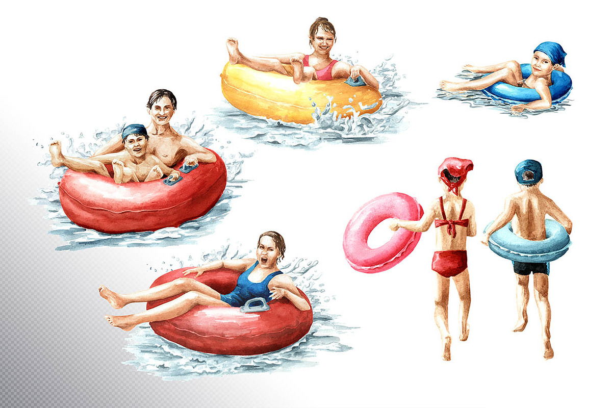 Water Park. Watercolor collection, a Person Illustration by Daria Ustiugova (Photo 10 of 14)