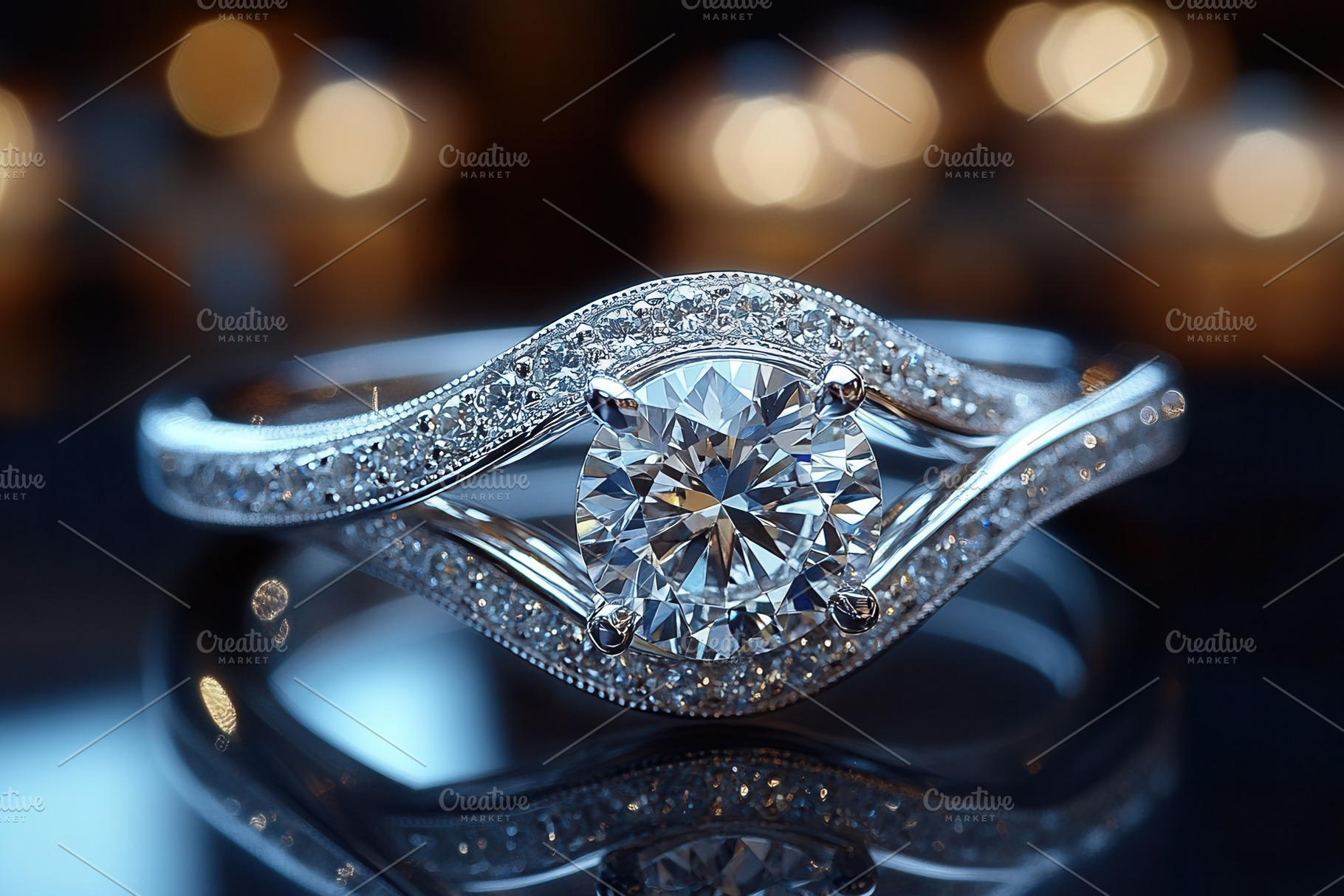Sparkling diamond ring with intricat, a Photo by Tanuart
