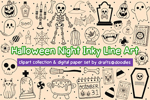 Halloween Line Art Graphics Set
