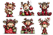 Christmas Cute Reindeer Clipart, an Illustration by Dream Creation (Thumbnail 6 of 8)