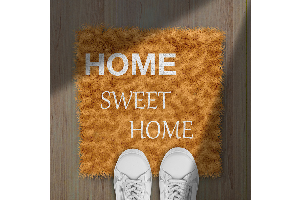 Square fur rug mockups., a Mockup by moqirynart (Photo 2 of 16)