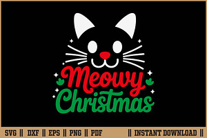 Meowy Christmas Funny Cat Lover SVG, a Seasonal Illustration by Handy Arts Studio