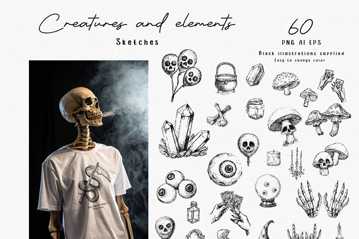 Halloween Party. Sketch Collection, a Seasonal Illustration by Polli Deeva (Photo 9 of 13)