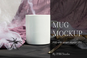 Halloween Mug Mockup Coffee Cup fall, a Cups & Container Mockup by PawMockups