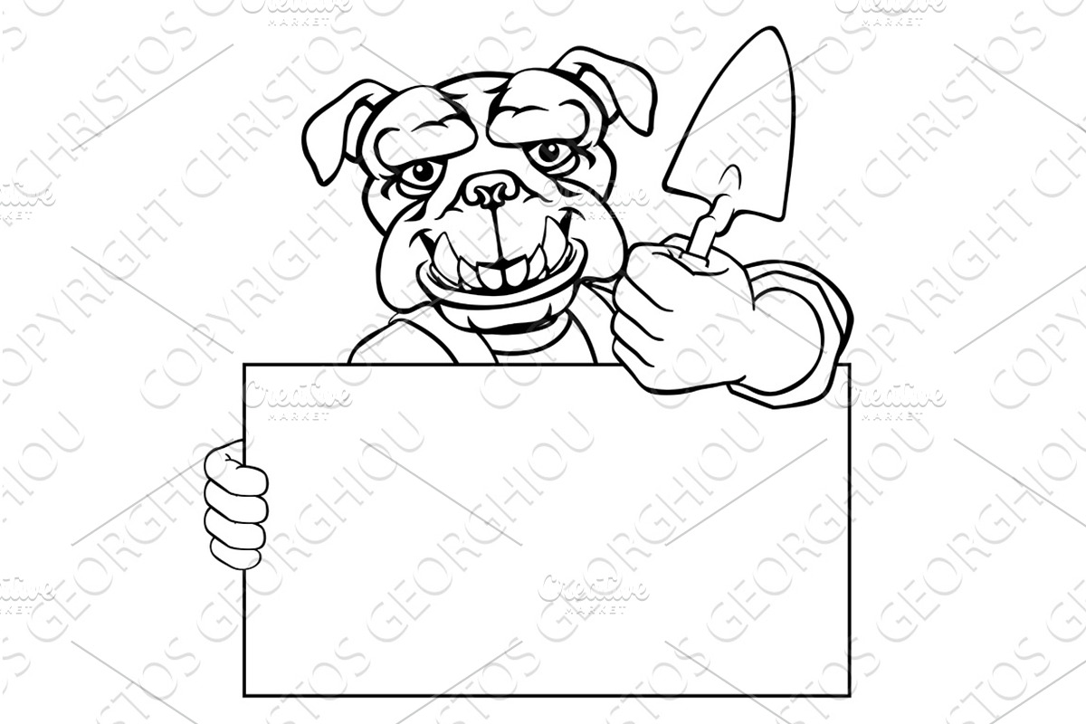 Bricklayer Bulldog Dog Trowel Tool, an Illustration by Christos Georghiou