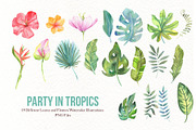 Watercolor Tropical Party, an Animal Illustration by TanataDesign (Thumbnail 4 of 13)