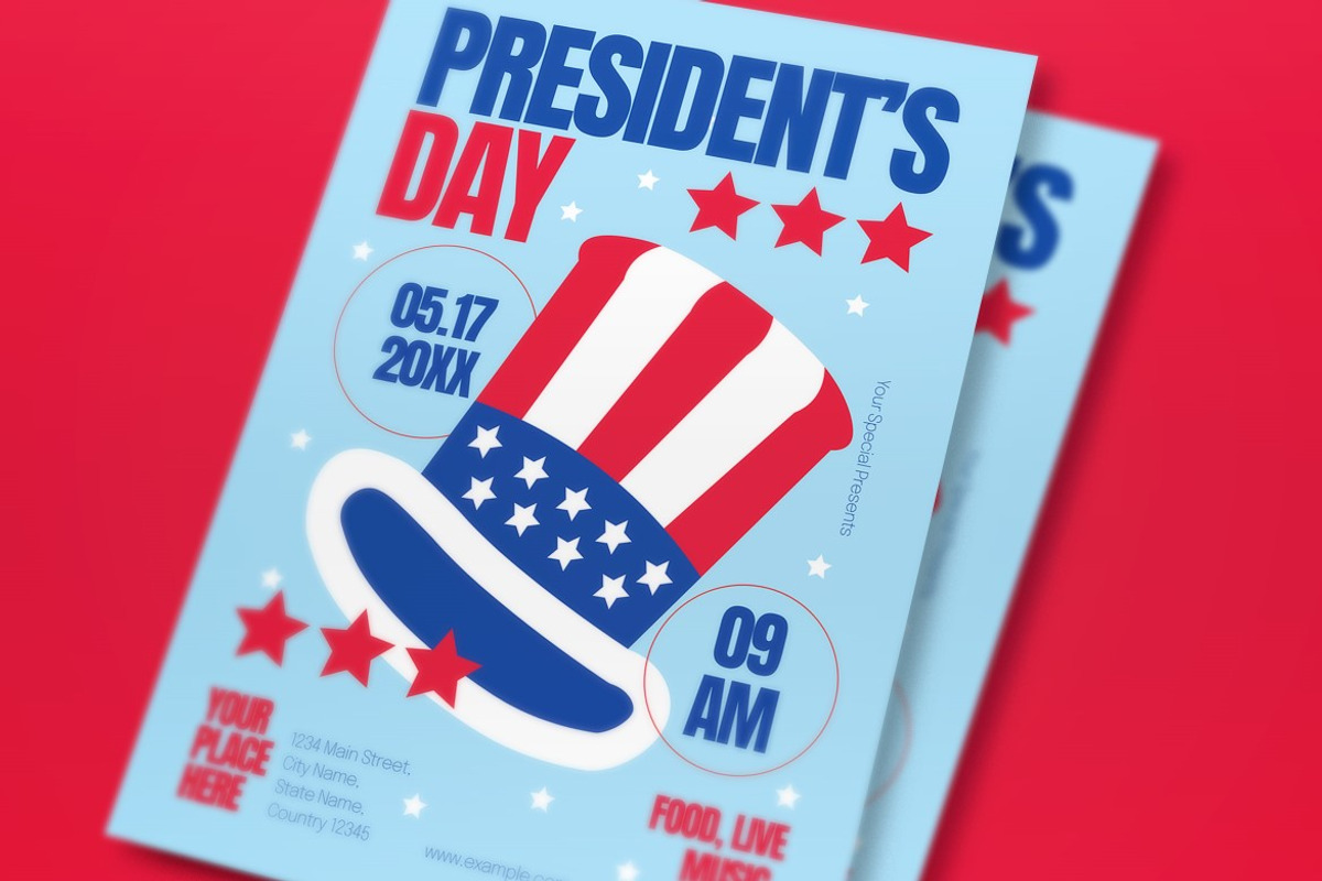 Blue Red President's Day Flyer Set, a Flyer Template by graphicook (Photo 2 of 3)