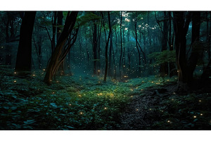 fireflies in night forest, an Object Illustration by Neirfy