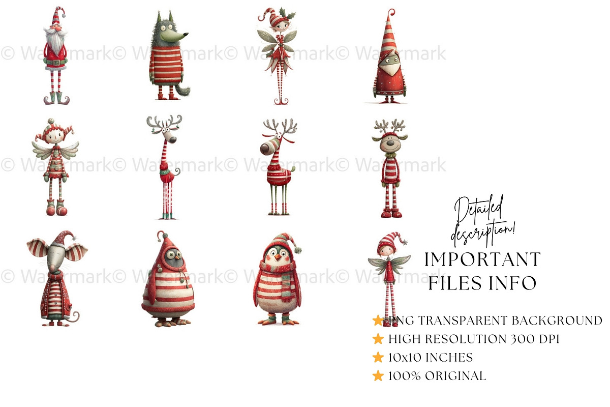 Quirky Christmas Clipart Characters, a Seasonal Illustration by Nicole Branger Art (Photo 9 of 21)