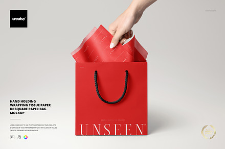 Wrapping Tissue Paper in Bag Mockup, a Packaging Mockup by creatsy5