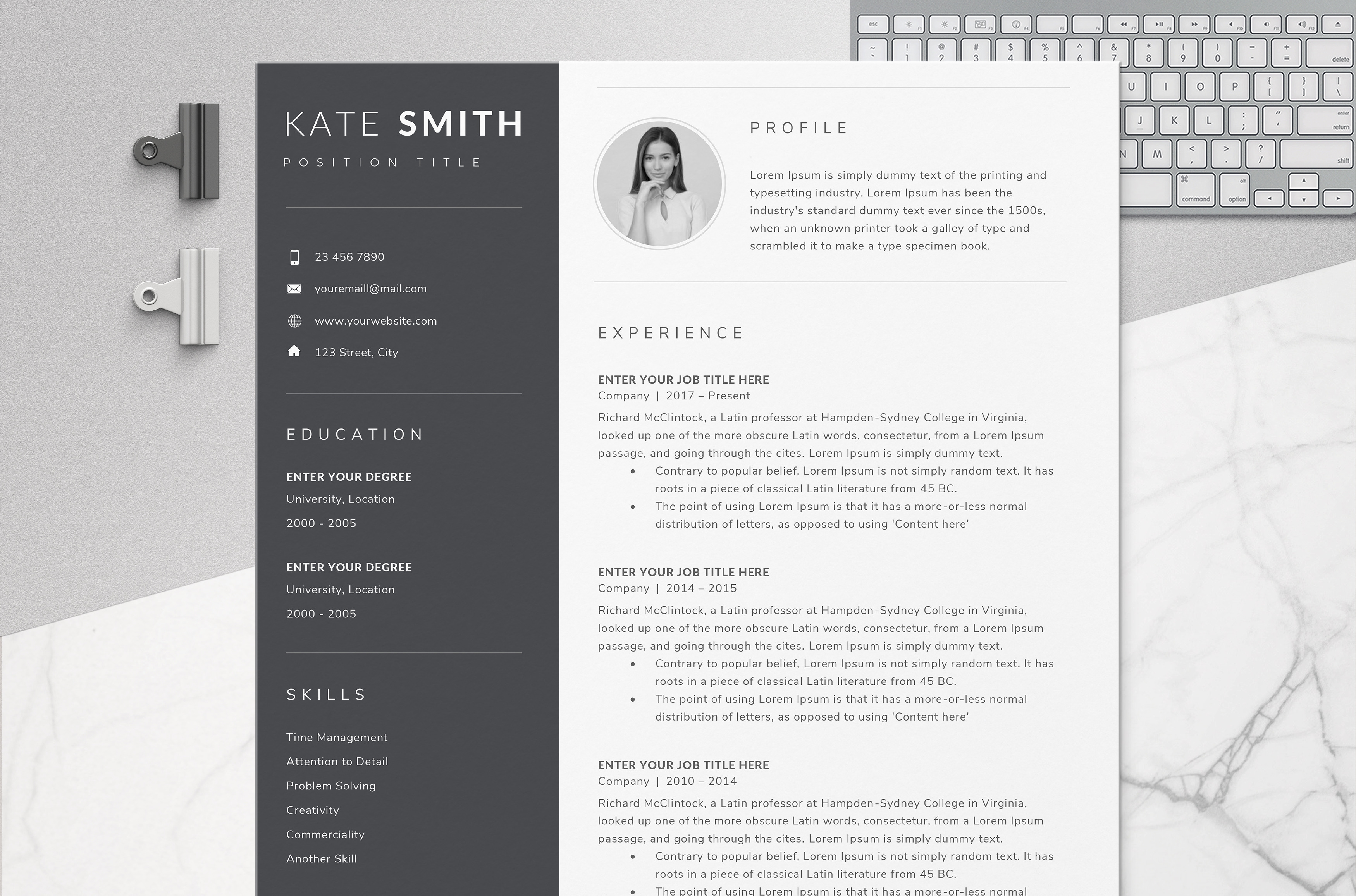 Resume Template / CV (One Page), a Resume Template by TheResumeCoach