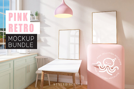 frame mockup bundle Pink Retro, a Mockup by PinkJellyfish