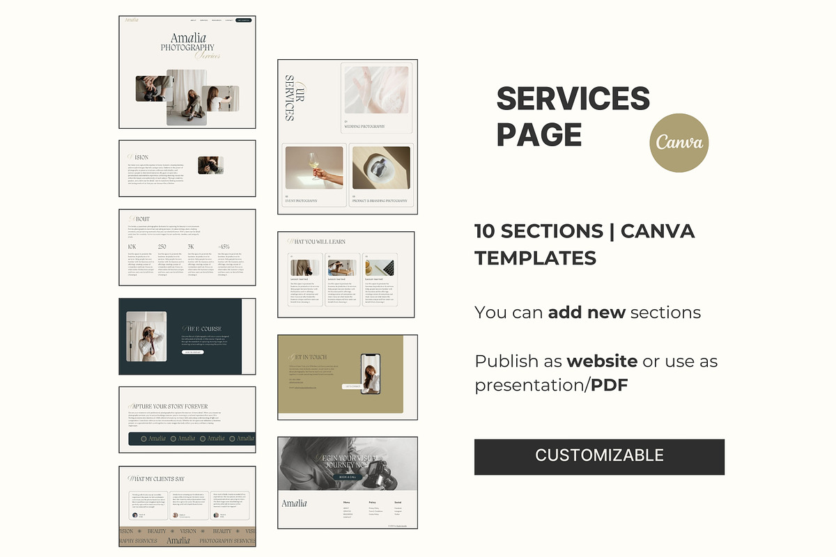 AMALIA Canva landing page, a Landing Page Template by Studio Suvelle (Photo 7 of 8)