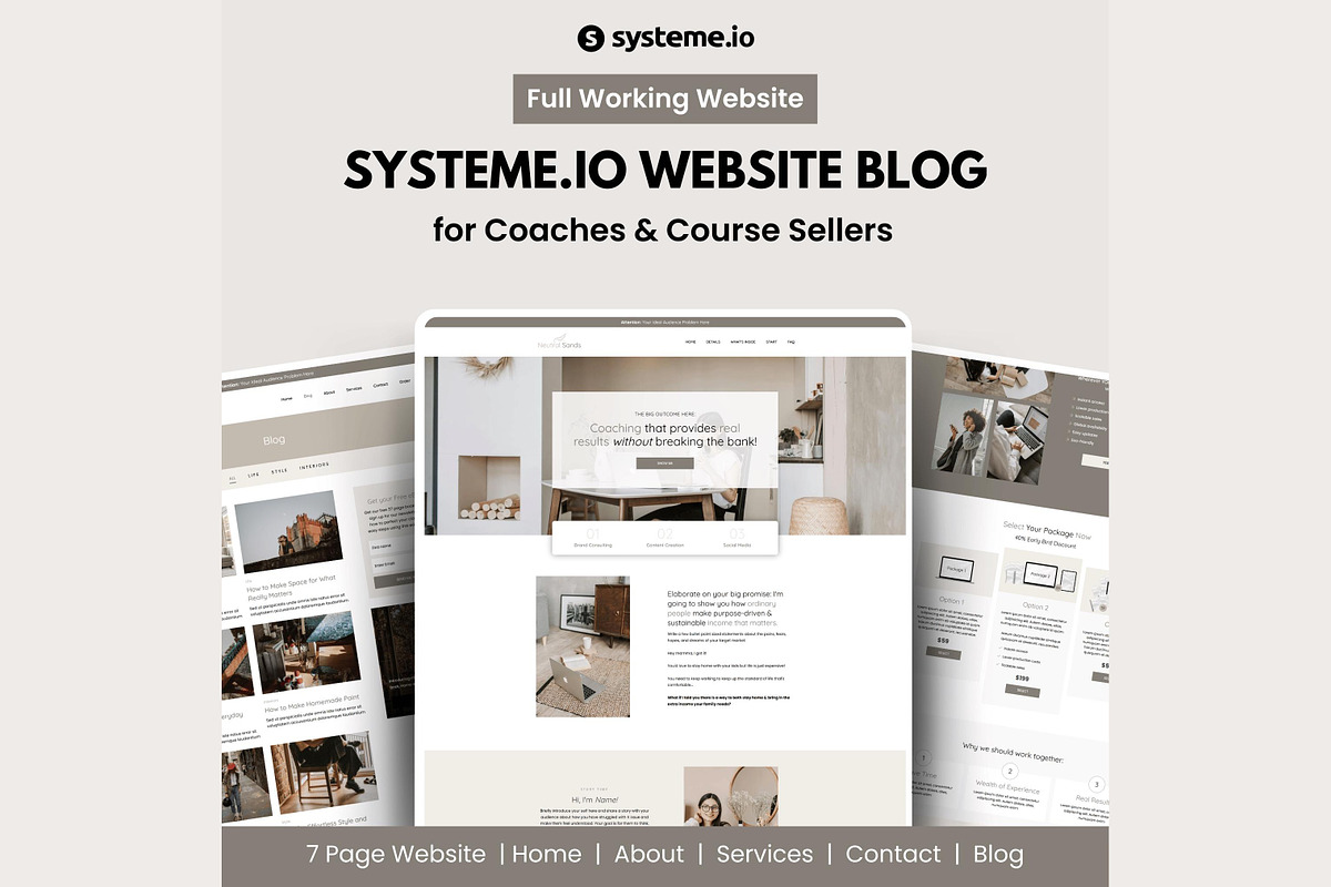Systeme.io Neutral Sands Blog, a Landing Page Template by Hayley's Digital Hub (Photo 1 of 10)