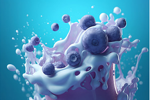 Blueberry milk splash poster, a Food & Drink Photo by Ylivdesign