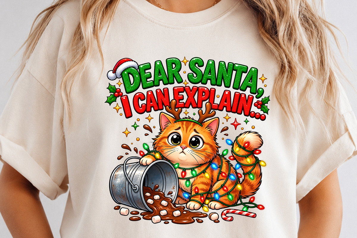 Funny Christmas Cat PNG Dear Santa, an Object Graphic by Zahyl Studio (Photo 2 of 7)