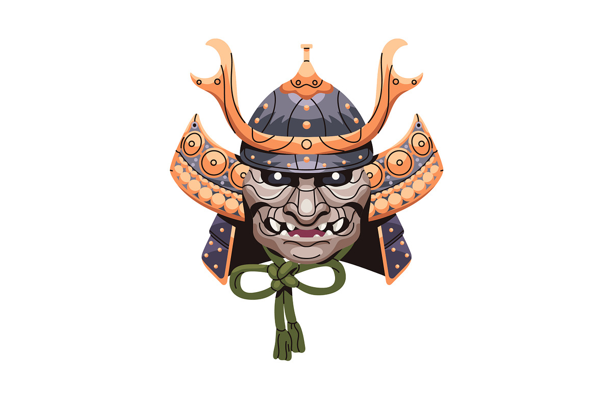 Samurai helmets, Japanese masks set, an Object Illustration by PaperTrident (Photo 2 of 9)