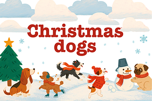 Cozy Winter Dogs Clipart – Hand, an Illustration by Yana_mide