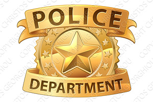 Police Badge Shield Star Sheriff Cop, an Object Illustration by Christos Georghiou
