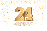 Anniversary 24. Gold card 3d numbers, a Decorative Illustration by Sunny (Thumbnail 2 of 3)