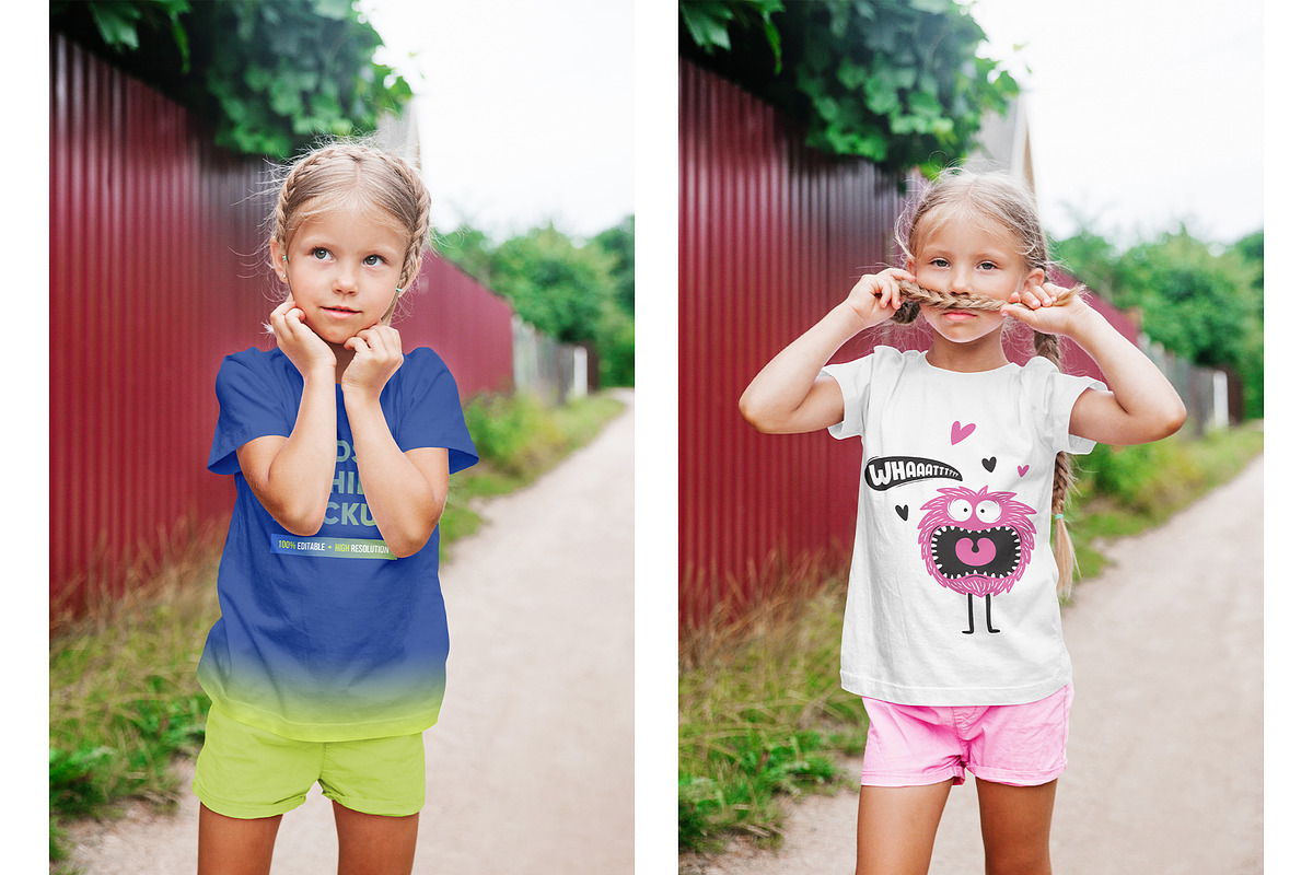Kids Girl T-Shirt PSD Mockups Vol9, a Shirt Mockup by Hi, Mock-Up! (Photo 6 of 11)