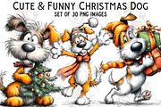 Cute & Funny Christmas Dog Clipart, an Illustration by Craft Nest (Thumbnail 1 of 8)
