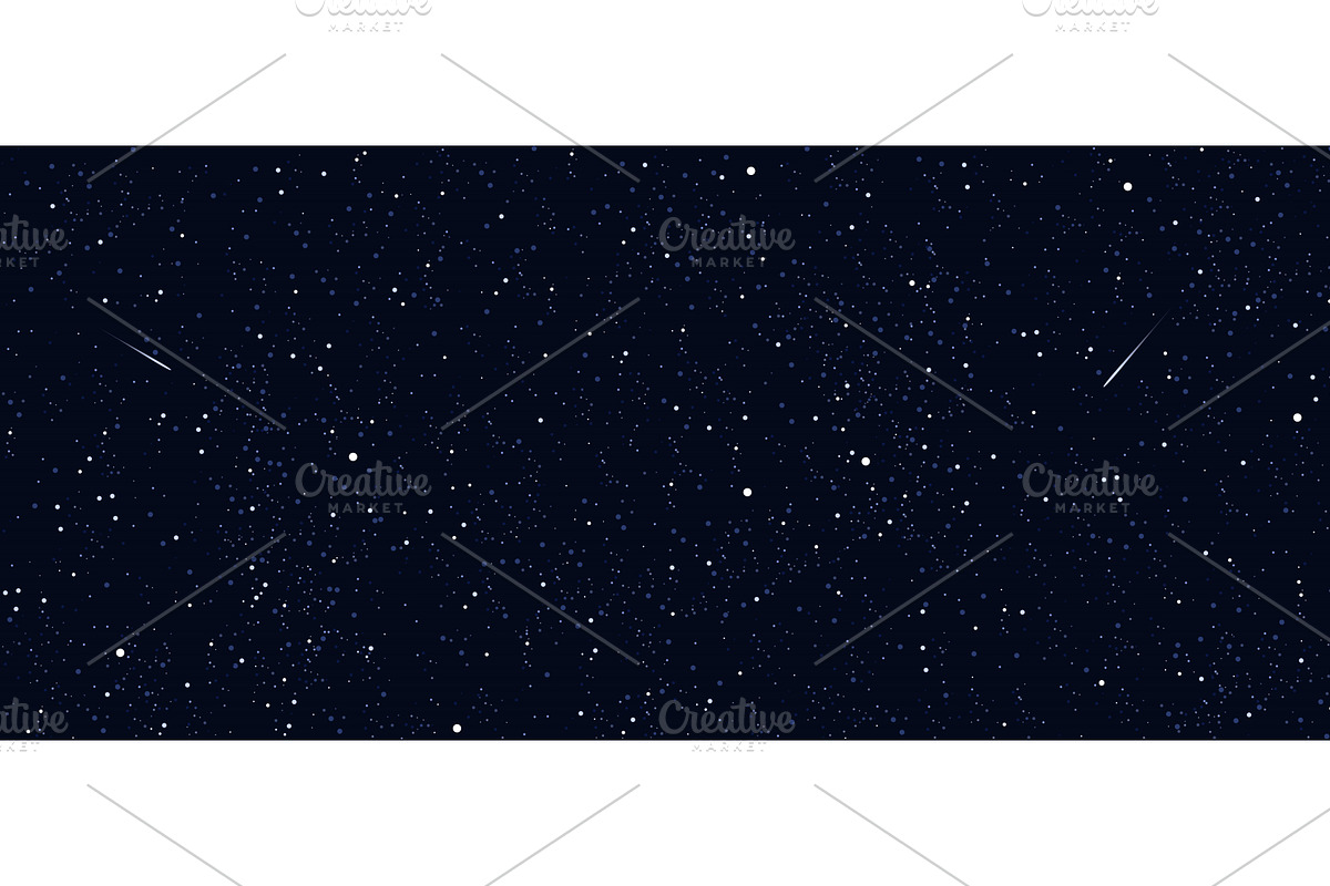 Blue night sky with stars and glow, an Illustration by Flashvector
