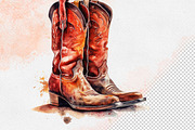 Western Flowers Boots Watercolor PNG, an Object Illustration by iloveTemplate (Thumbnail 11 of 14)
