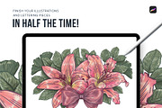 120 Floral Procreate Stamp Brushes, a Brush Add-On by Riveros Illustration (Thumbnail 4 of 13)