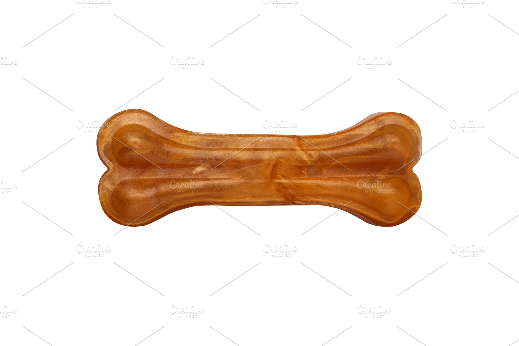 Single rawhide dog bone treat isolated on a white background, id, a Food & Drink Photo by Ales Munt