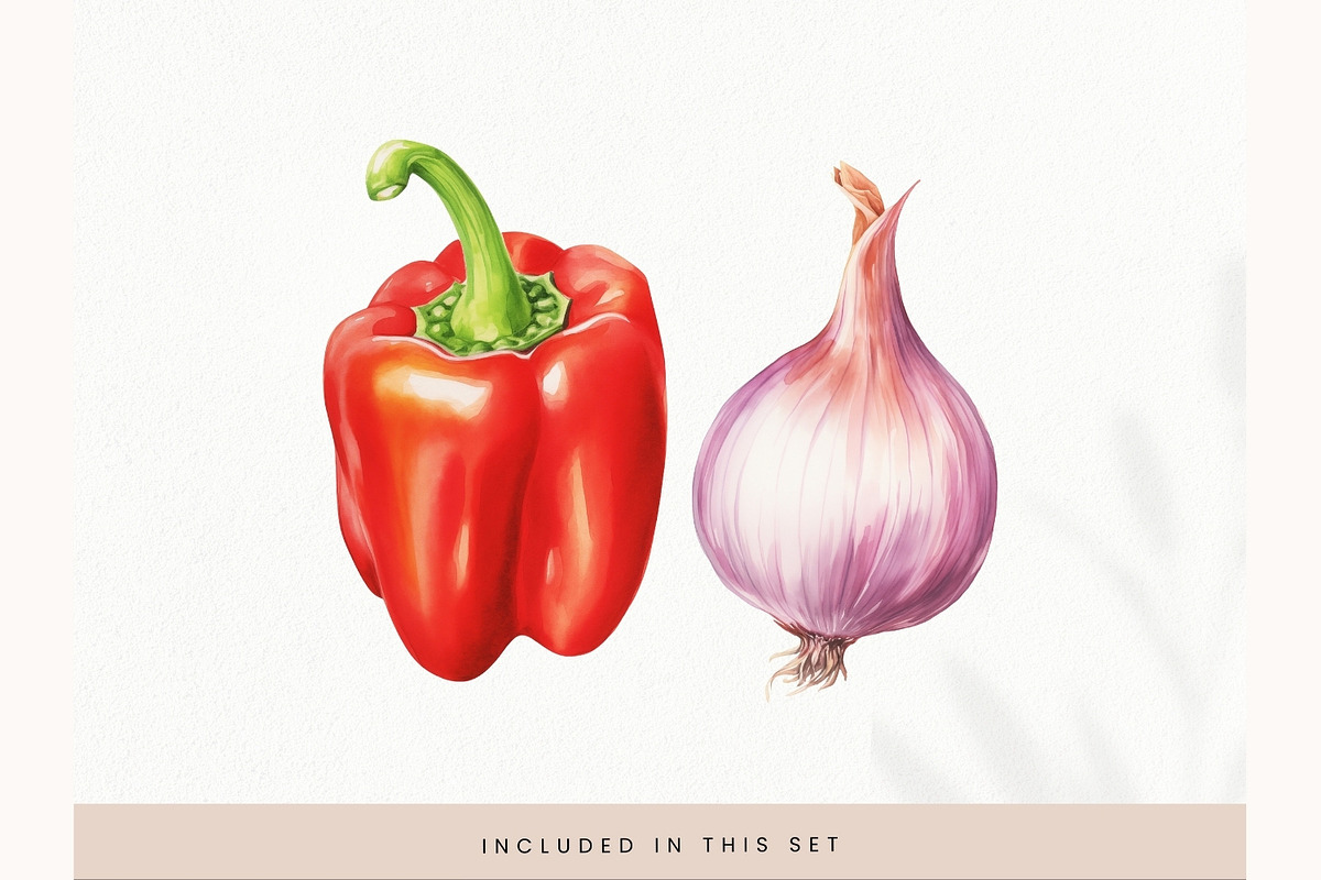 Watercolor Vegetables Clipart, Fresh, a Decorative Illustration by illuztrate (Photo 1 of 9)