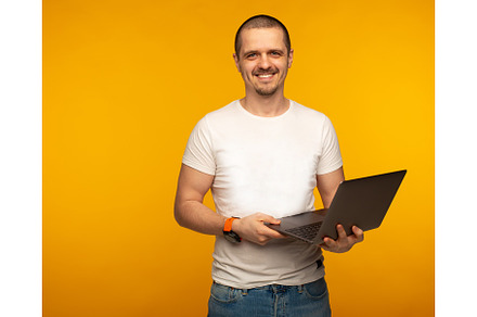 Freelancer man in white shirt